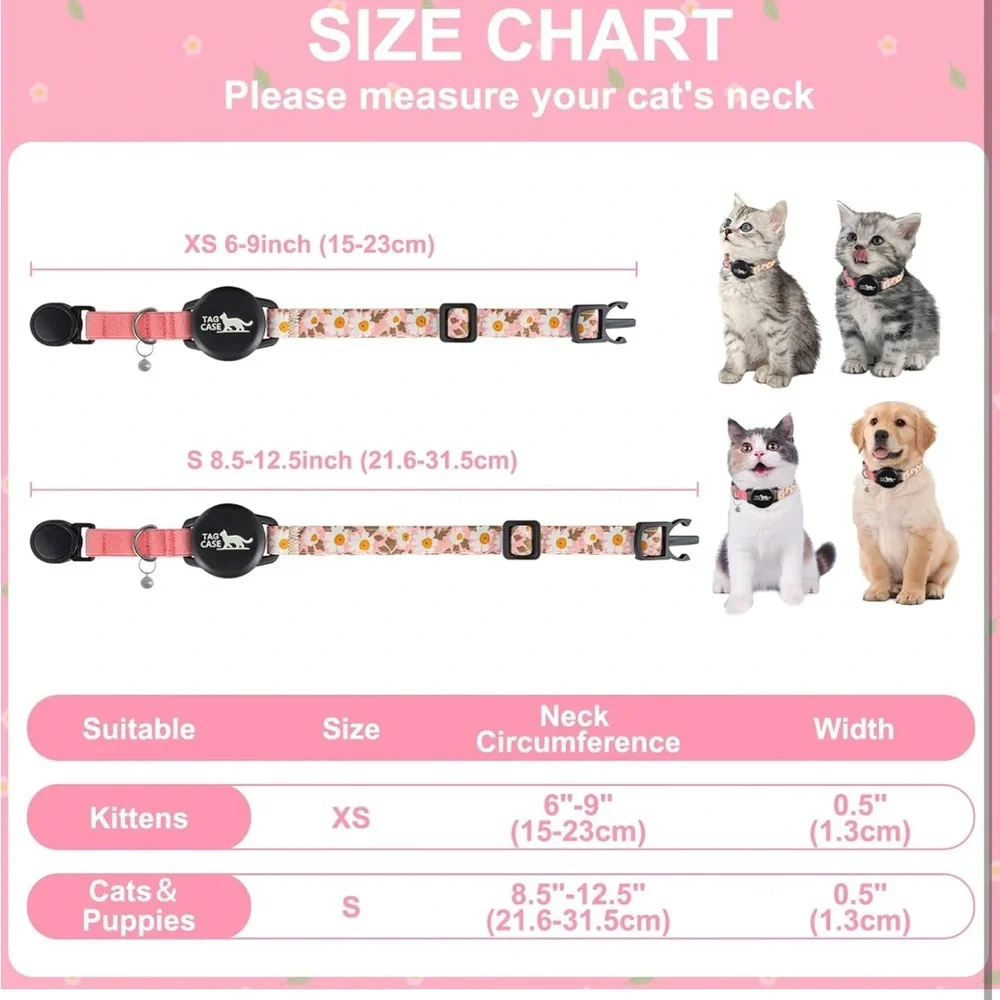 Apple Airtag Cat Collar with Breakaway Buckle and Airtag Holder (056)